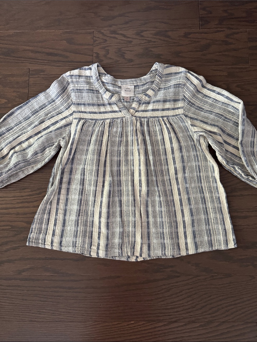 Knox Rose 3/4 Sleeve Striped Textured Top